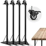 HEIMSTARK Gambe da tavolo da 71 cm con ruote, in metallo, set da 4 pezzi, stabili e stabili, moderni piedini per mobili per scrivania, tavolo da pranzo e tavolo da lavoro