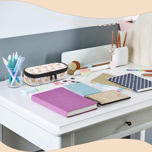 Image of Corgi Pencil Case, Large Capacity Pen Pencil Case for Boys Girls Teen, Kids 3 Compartments Multifunction Pencil Box with Zipper Organizer, Pencil Pouch for Back to School Students
