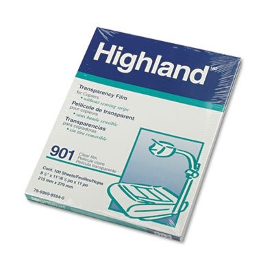 Transparency Film for Copiers, Letter, Clear, 100/Box, Sold as 1 Box
