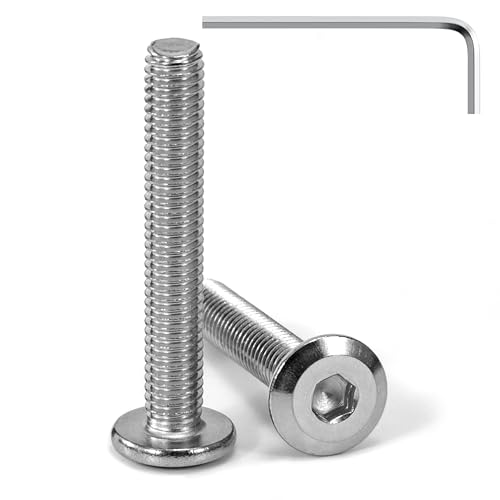 Tunejoy Tornillos de Cabeza Plana M6 x 40 mm Tornillo de Cabeza Hexagonal de Acero Inoxidable A2 V2A Perno de Muebles con llave Allen Rosca Completa 20 Piezas