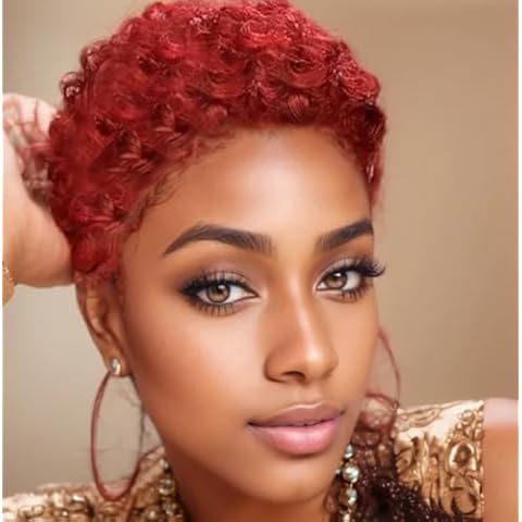 BeiSDWig Short Black Wig with Mixed Brown Bangs Natural Short Haircuts for Women Synthetic Short Wigs for Black Women (X9857) Cover