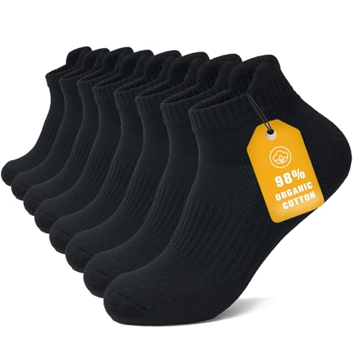 Brula Mens 98% Cotton Cushioned Ankle Socks Moisture-wicking Breathable Mesh Athletic Running Socks