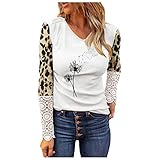 MVNSFEW Leinenbluse Damen Oversize Damen Oberteile Lässiges Sweatshirt mit Karomuster Langärmliger Rundhals Pullover Kontrastfarbene Patchwork-Tunika-Bluse