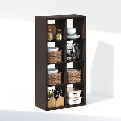 Image of Furinno Cubic Extra Thick 8-Cube Closet Organizers and Storage, Dark Oak | 14.6 x 30 x 58 in, Open Shelf Closet Storage, Closet Organizer, for Wardrobe, Bedroom, Living Room