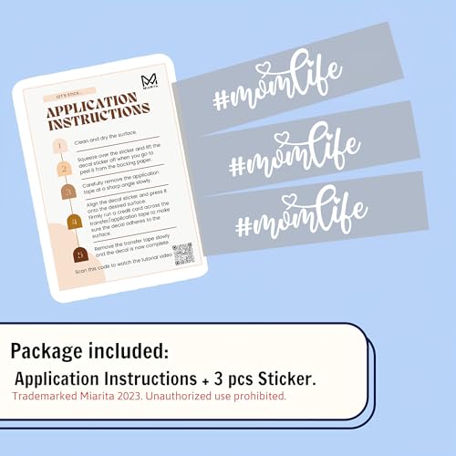 Image of Miarita 3X I Love You Drive Safe Mirror Sticker, Cute Car Stickers for Womens, Car Decals for Women, Rear View Mirror Sticker, Valentines Day Gifts for Her, Him (Mom Life White)