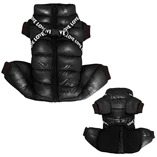Didog Winter Small Dog Coats,Waterproof Jackets With Harness & D Rings,Warm Zip Up Cold Weather Coats For Puppy & Cats Walking Hiking,Black,Chest: 13" #TOP1