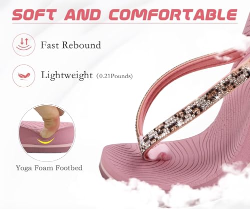 Image of KuaiLu Women's Rhinestone Flip Flops Arch Support Yoga Mat Cushion Sandals