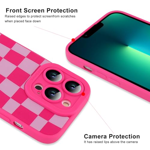 Image of ZIYE for iPhone 13 Pro Case Hot Pink Flower Pattern Phone Case