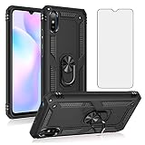 Asuwish Compatible with Xiaomi Redmi 9A Redme 9i Case with Tempered Glass Screen Protector and Ring