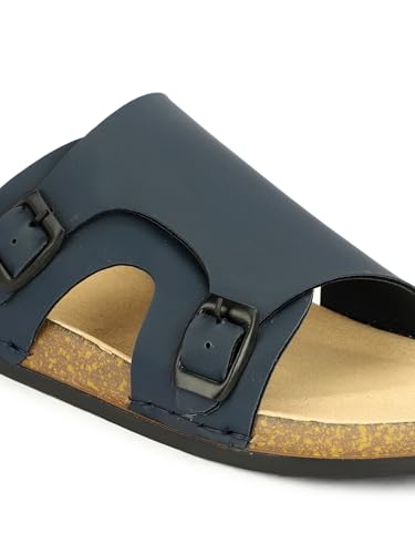 Image of Men Full Cover Double Buckle Slippers | Covered Slip-On Sandals for Men | Comfortable Footwear | Adjustable Strap Rubber Sandals | Anti-Slip Sole Slippers