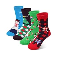 COTTON DAY Kids Boys Crew Dress Socks Bright Colorful Pattern Design Halloween Christmas Shark Camo