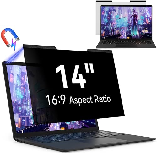 Magnético Filtro Privacidad para portátil 14 Pulgadas Relación de Aspecto 16:9, Protector de Pantalla Antirreflejo de Luz Azul, Privacy de Film Extraíble Compatible con HP/Lenovo/DELL/Acer/ASUS