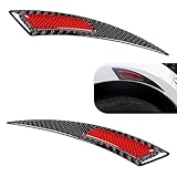 Hugwits 2 PCS Carbon Fiber Wheel Arch Protectors, Rubber Self Adhesive Fender Flare Stickers, Side Bumper Fender Flare Guards, Universal for Most Cars (Red)