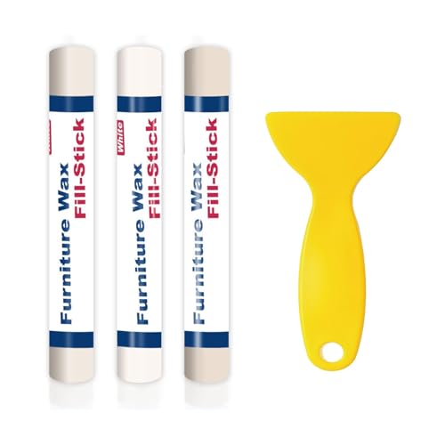 Kenbry Wood Filler Sticks 3 Colors White Wax Fill Stick, Wood Repair Kit for Scratches, Crack,...