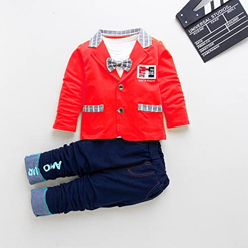 Image of Bold N Elegant Solid Full Sleeve Jacket Coat Blazer with T-Shirt and Denim Blue Trouser Pant 3 Pc Party Suit Set