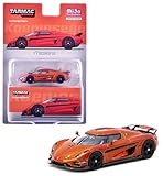 Diecast Model Car Compatible with Tarmac Works 1:64 Koenigsegg Regera Orange Metallic w/Black Stripes Limited Edition T64G-TL017-OR