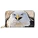 Patic Águila calva con bandera americana impresión de cuero de las mujeres carteras de embrague bolsos de muñeca bolsos de cuero de vaca tarjetas casos y titular de dinero organizadores