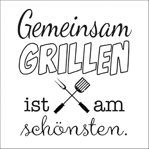 20 Servietten Gemeinsam Grillen ist am Sch?nsten | Spruch | Text | schwarz-weiß | Barbecue | BBQ | Sommer | Spr?che | G?ste | Tischdeko | Fest | Feier | basteln | Decoupage | Serviettentechnik 33x33cm