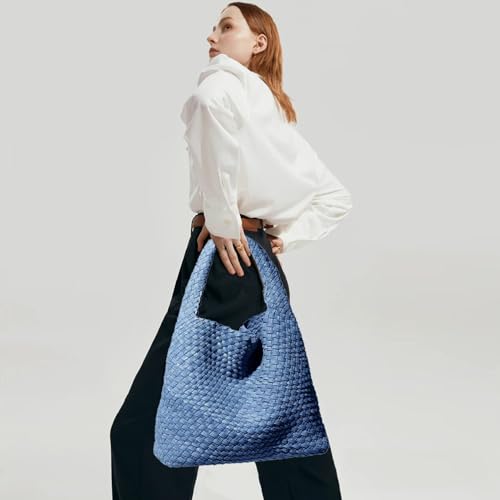 Image of JINMANXUE Woven Tote Bag for Women, Fashion Hobo Handbag, Travel Top-handle Shoulder Bag, Beach Underarm Bag with Purse