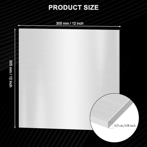 Image of 12 x 12 x 1 /16 Inch 304 Stainless Steel Sheets, 1 /16 Inch Thickness Stainless Steel Plates Stainless Steel Shim Plates Metal Sheets for Kitchen DIY Craft Making (305 x 305 x 1.5 mm)