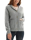 Women's Button Up Sweaters Loose Fit Open Front Cable Knit Cardigans Thick Warm Outwear Coat Gray M