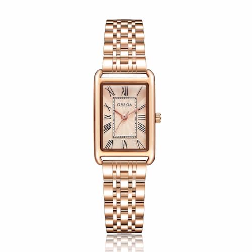 Image of ORSGA Lucid Ladies Watches Rectangular Analogue Quartz Watches for Women Waterproof Fashion Girls Dress Wrist Watches Classic Retro, Elegant Gifts for Women
