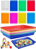 8 Pack Plastic Art Trays 10.9'' x 8.3'' x 1.2'', 8 Colors Activity Crafts Tray Serving Tray Organizer Tray for Kids School Classroom DIY Projects, Painting, Jewelry, Beads, Home Organizing Supply