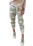 Acelitt Women Ladies Casual Summer Roomy Camo Drawstring Elastic Waist 2020 Fashion Comfy Jogging Jogger Pants with Pockets Green Medium