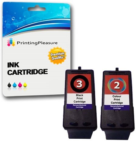 Printing Pleasure 2 (FULL SET) Remanufactured Lexmark No. 3 & 2 Ink Cartridges for Lexmark X2480 X2580 X3480 X3580 X4580 Z1380 Z1480 Z738 - Black/Colour, High Capacity