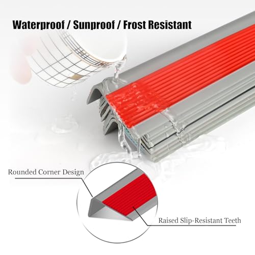 Moldura resistente esquina para escalera con huellas precortadas de goma y perfil de PVC 6