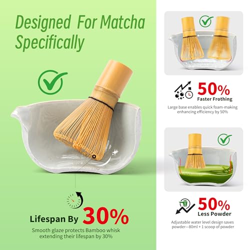 Image of TEANAGOO Matcha Whisk Set,7 Pcs Matcha Set,Matcha Kit for Ceremony,Matcha Tea Set for Making Breakfast /Latte,Starter Kit Set and Bowl with All Accessories,Gift for Friend /Family