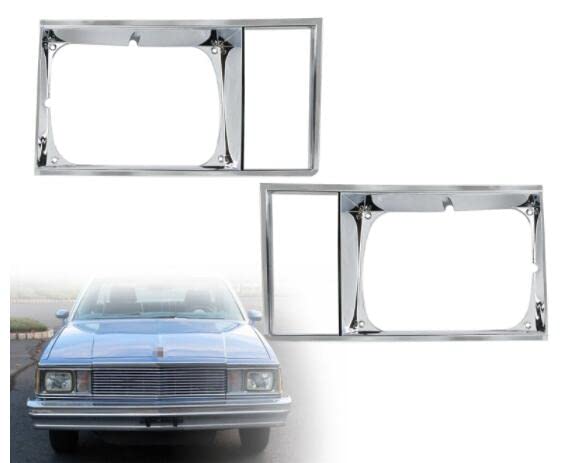 Pair(2) Headlight Headlamp Light Trim Bezel Set Chrome Compatible With Chevy Malibu El Camino 1978-1979,Front, Left&Right #GM463531 GM463532