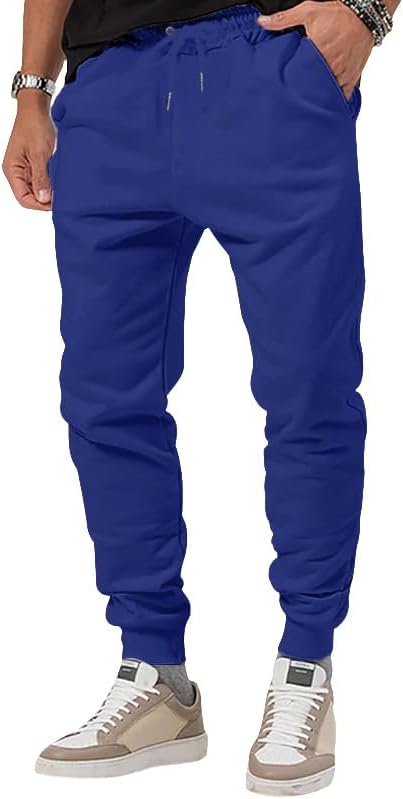 Mens Casual Sweatpants Relaxed Fit Drawstring Elastic Waist Tapered Jogger Sweat Pants with Pockets