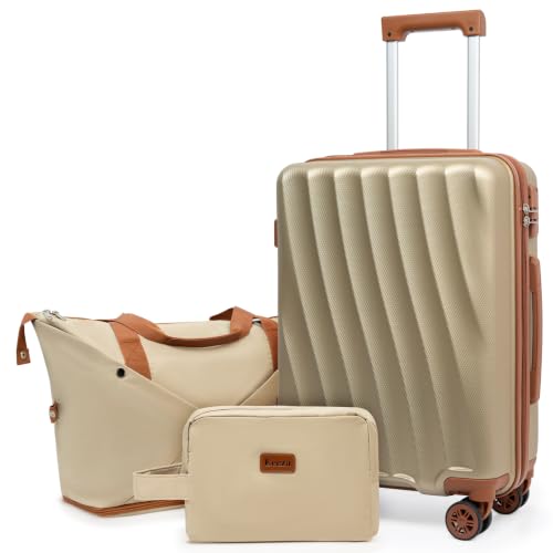 Image of Eeeza Carry on Luggage Sets 3 Piece Suitcases(Champagne, 20 inch /DB /TB)