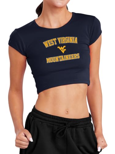 Campus Lab West Virginia University Campus Classic Womens Cap Sleeve Baby Rib Crop Top Navy Small