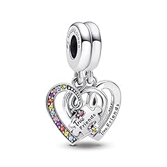 Silver Puzzle Piece Hearts Splittable Friendship Dangle Charm