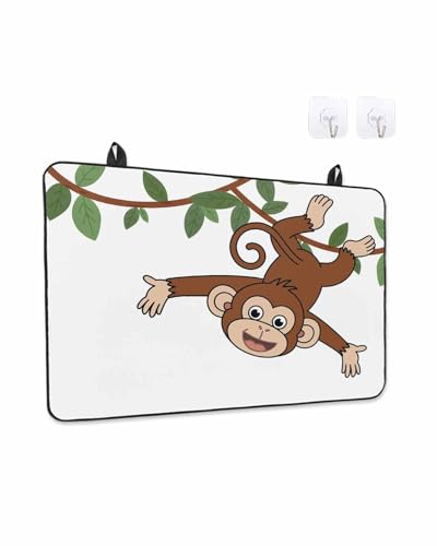 Monkey Animal Stove Top Covers for Electric Stove, Vine Monkeys Cartoon Decoration Glass Ceramic Stove Cover Foldable Rubber Mat Heat Resistant Cooktop Protector for Kitchen 36''x21''