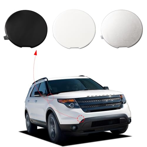 Front Bumper Tow Hook Cover Towing Eye Cap Fit for Ford Explorer 2011 2012 2013 2014 2015 BB5Z17A900A BB5Z17A900APTM (White, Right Passenger Side)