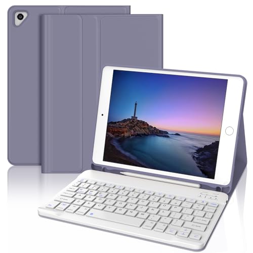 【2024革新モデル】 iPad キーボード 9.7 インチ - ipad 第6世代 第5世代 キーボード ケース 人気 超軽量 脱着式 iPad Pro 9.7/Air2/Air兼用 ペンシルホルダー付き Bluetoothキーボードカバー 耐衝撃 全面保護 多角度調整 耐久性 US配列 日本語説明書付き パープル