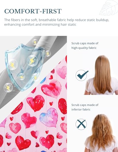 Image of Scrub Caps for Women with Buttons, Classic Surgical Caps | Double-Sided Printed, Adjustable,Long Hours, Sweatbands, Fabric Help Reduce Static Buildup