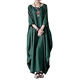 Couleur : multicolore Carolilly Robe Maxi Longue Femme Grande Taille Ample Style Boho Manches 3/4, Vert, 3X-Large