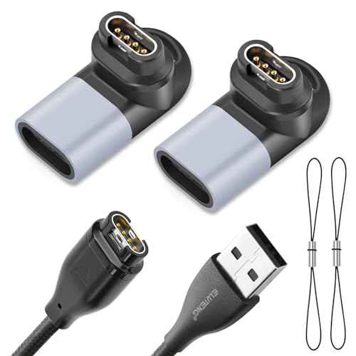 ELUTENG Cable de carga para reloj Garmin con adaptador USB C de 90 grados, paquete de 3, cable de carga de 3.3 pies, adaptador de carga compatible con Garmin Fenix 7/7S/7X/6/6S/6X/5/5S/5X/Forerunner