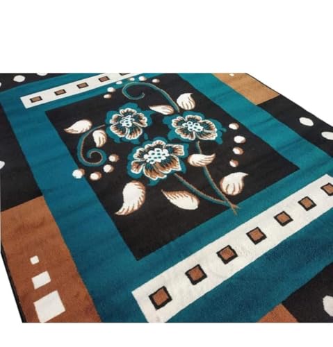 Image of Anti-Slip Area Rug 4x5 Feet Multi-Color Floral | Soft Living Room Bedroom Carpet