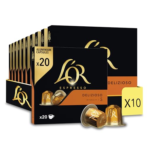 L'OR Espresso Cápsulas de Café Delizioso | Intensidad 5 | 200 Cápsulas Compatibles Nespresso