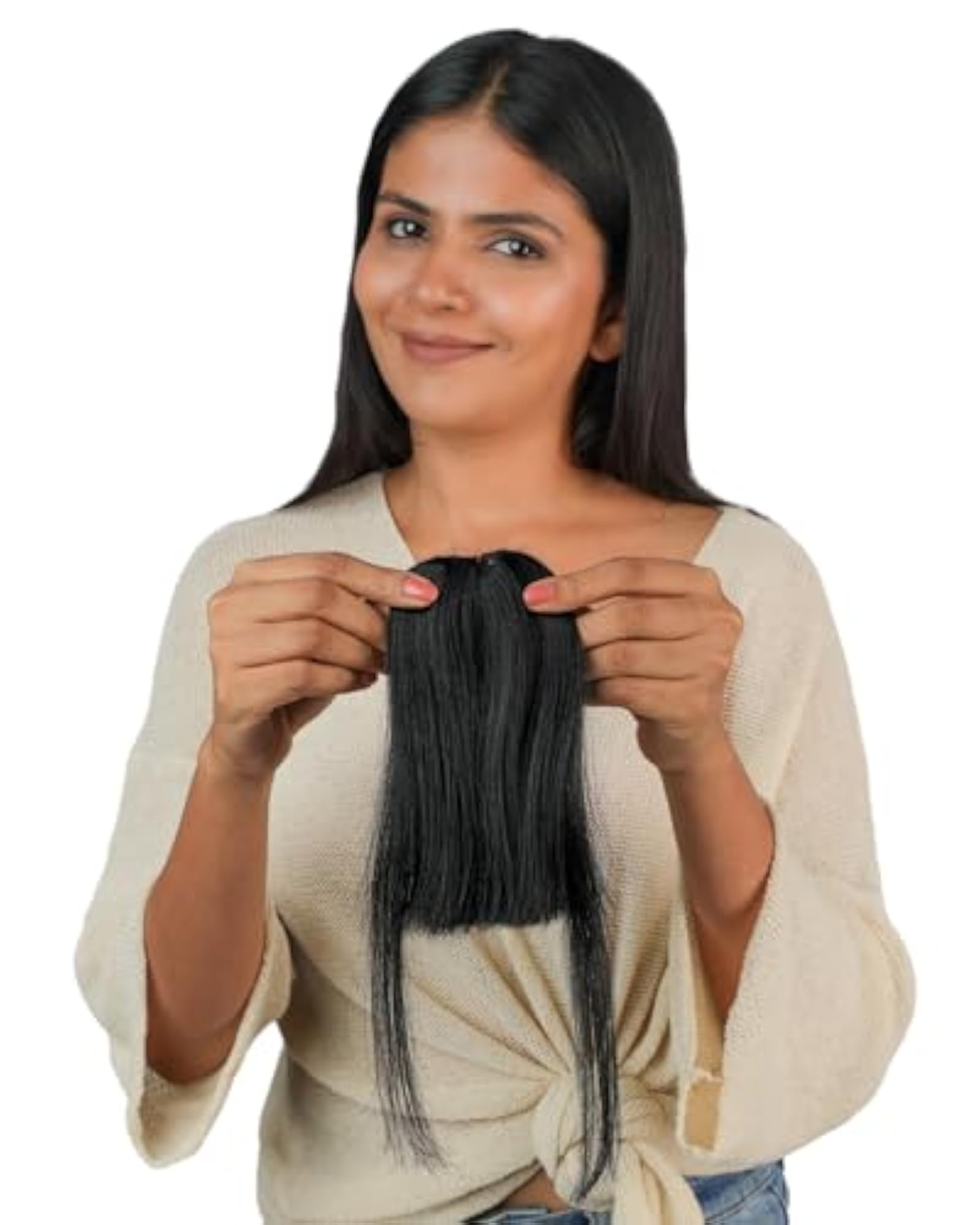 Clip In Bangs Hair Extension Clips for Women, Jet Black