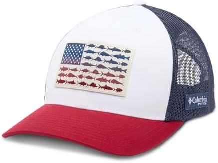 Columbia PFG Fish Flag Mesh Snapback, White/Beet/Nocturnal, One Size