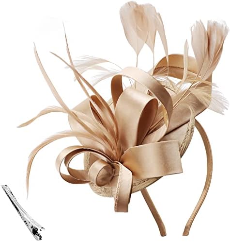 DRESHOW Women Fascinator Hats Tea Party Hat Vintage Pillbox Hat Headband for ...