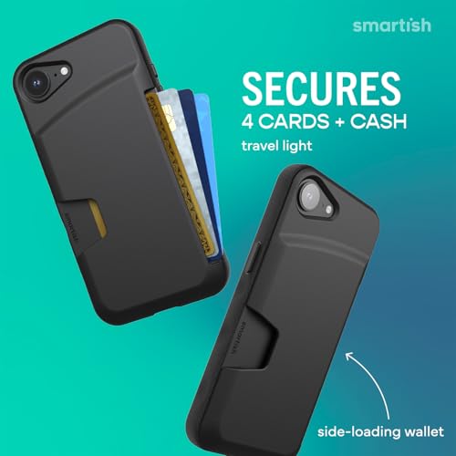 Image of Smartish iPhone 17e /16e Wallet Case + Screen Protector - [Slim + Protective] Phone Case Credit Card Holder + 2-Pack Tempered Glass Screen Protectors for Apple iPhone 17e /16e - Black Tie Affair