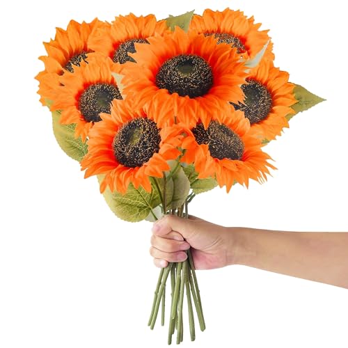 RXKFIGX 8 Bouquets Tournesols Fleurs Tournesol Artificiel Soie Tournesols Décoratifs 47 cm Décoration de Tournesol Artificiel Soie Faux Tournesol pour Maison...
