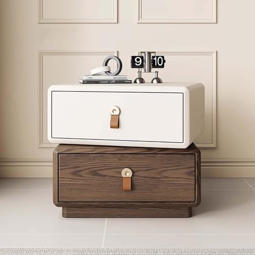 BK&MF Mesilla de Noche Minimalista de Colores,Armario Moderno Giratorio para Dormitorio Mesa Auxiliar de Madera con 2 cajones para salón Estudio,B,40x40x47cm(16x16x19inch)